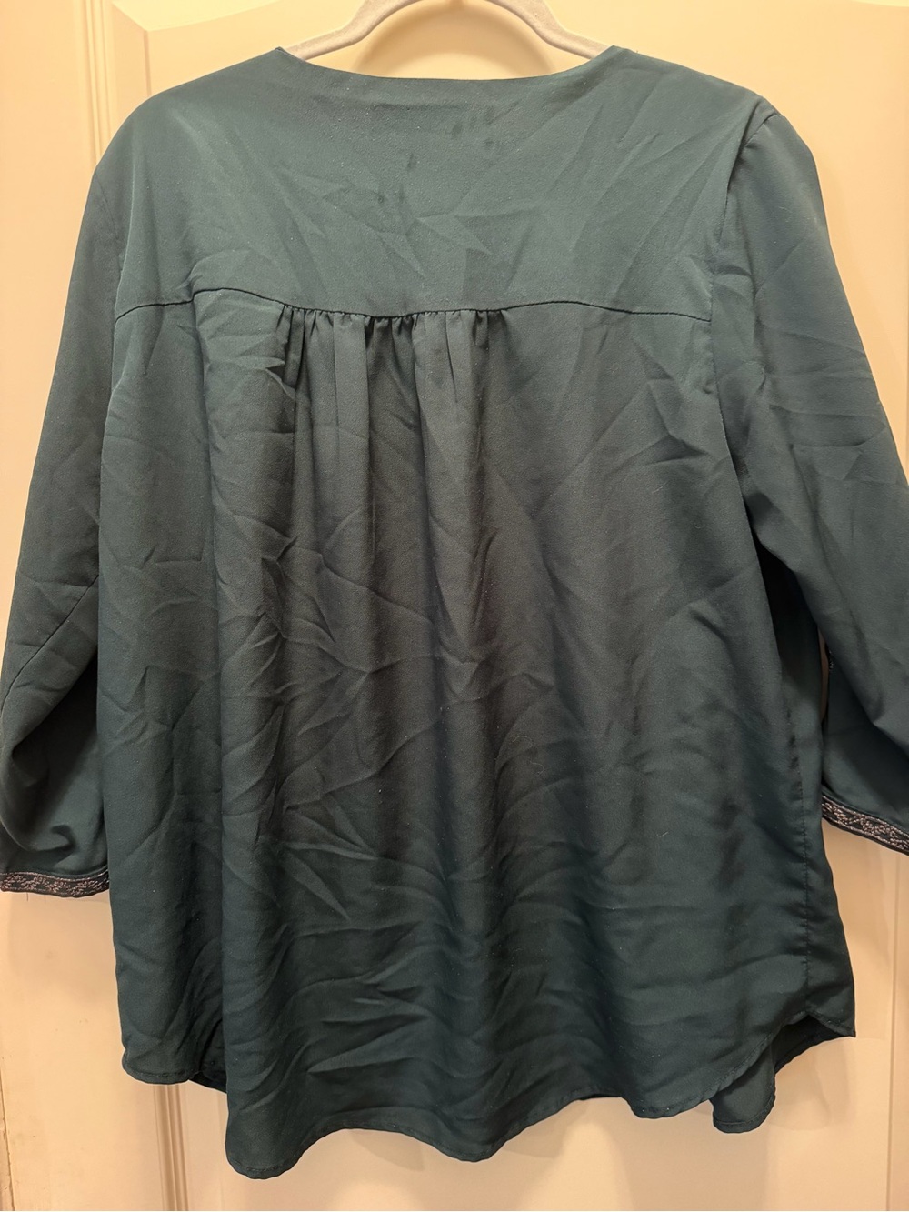 MNM Couture Teal Embroidered V-Neck Tunic - Picture 7 of 8